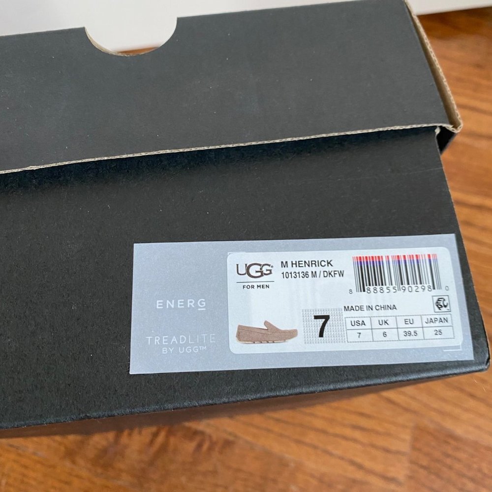 UGG Loafers Leather Suede Moccasins Henrick Gray Slip-ons Gray Mens Size 7 New - Picture 8 of 12